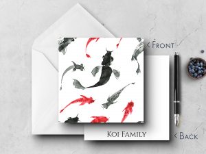 25 Sumi Ink Note Cards Butters Koi