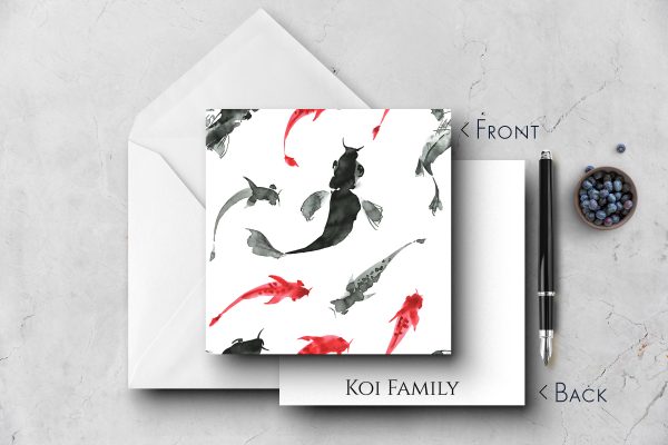 25 Sumi Ink Note Cards Butters Koi