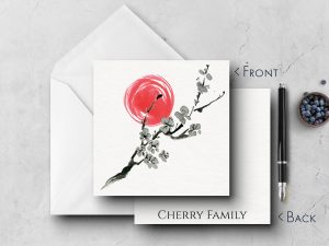 25 Sumi Ink Note Cards Cherry