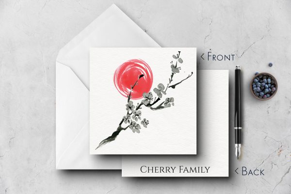 25 Sumi Ink Note Cards Cherry