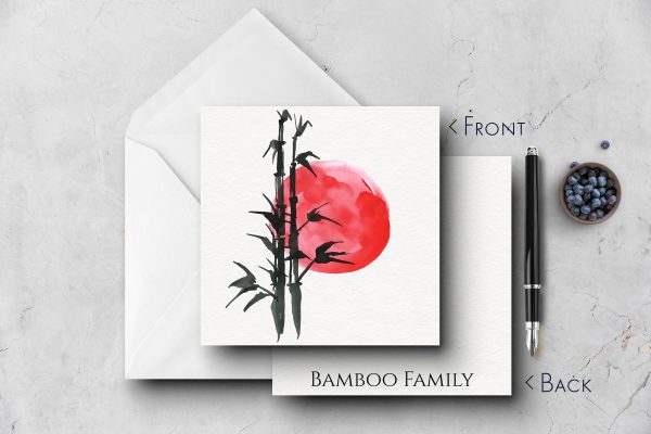 25 Sumi Ink Note Cards Bamboo
