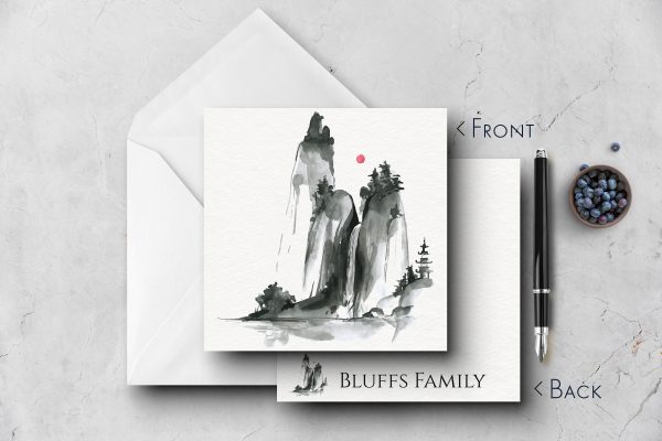 25 Sumi Ink Note Cards Bluffs