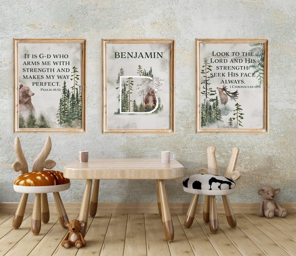 Forest Benjamin Set of 3 Custom Pasuk Wall Art