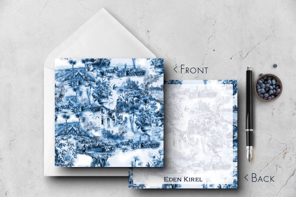 25 Toile Note Cards Eden