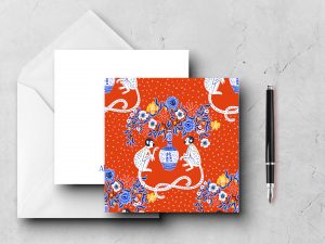 25 Red Parasol Monkeys Note Cards Abulafia