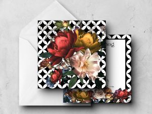 25 Black White Floral Note Cards Maya