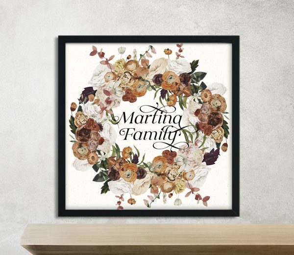 Fall Flowers Wreath Family Name Sign
