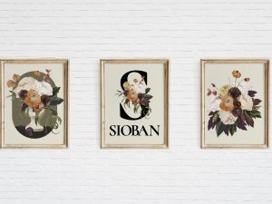 Gorgeous Autumnal Floral Set of 3 Custom Pasuk Wall Art Siobhan