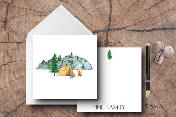 25 Camping Note Cards Pine