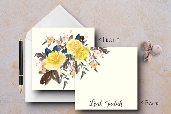 25 Stunning Bouquet Yellow Floral Note Cards Leah