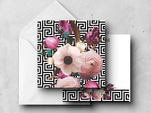 25 Black White Floral Note Cards Agam
