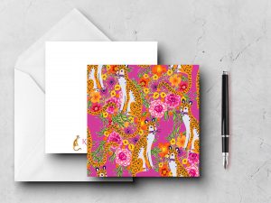 25 Fuchsia and Cheetah Note Cards Kaufman
