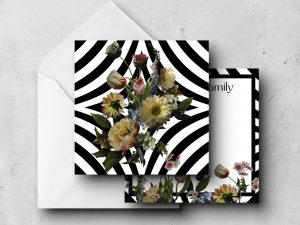 25 Black White Floral Note Cards Melamed