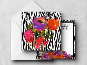 25 Black White Floral Note Cards Mikail