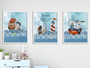 Bunny Light House Set of 3 Custom Pasuk Wall Art