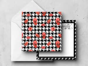 25 Black White Floral Note Cards Poppies