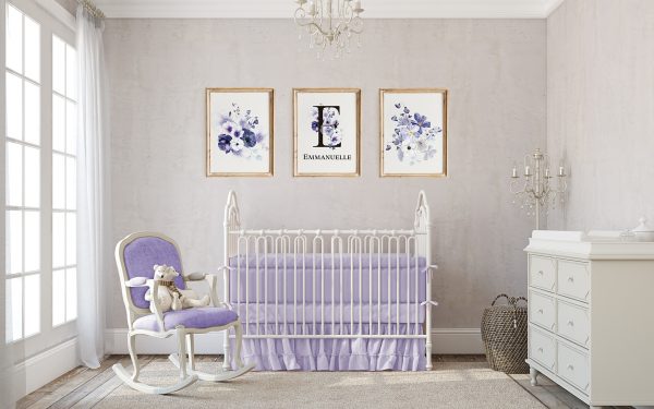 Stunning Purple Flora Set of 3 Custom Pasuk Wall Art