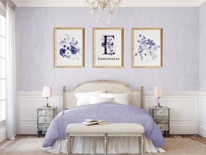 Gorgeous Purple Flora Set of 3 Custom Pasuk Wall Art