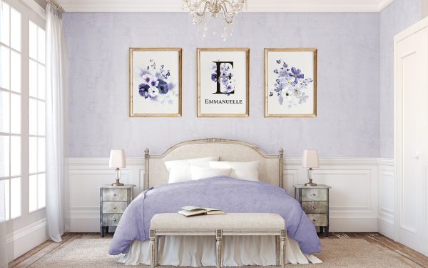 Gorgeous Purple Flora Set of 3 Custom Pasuk Wall Art