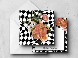 25 Black White Floral Note Cards Dalia